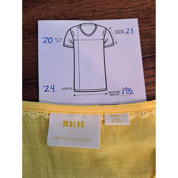ANTHROPOLOGIE MAEVE COLETTE PULLOVER PEASANT BLOUSE TOP‎ YELLOW SMALL - Picture 6 of 6
